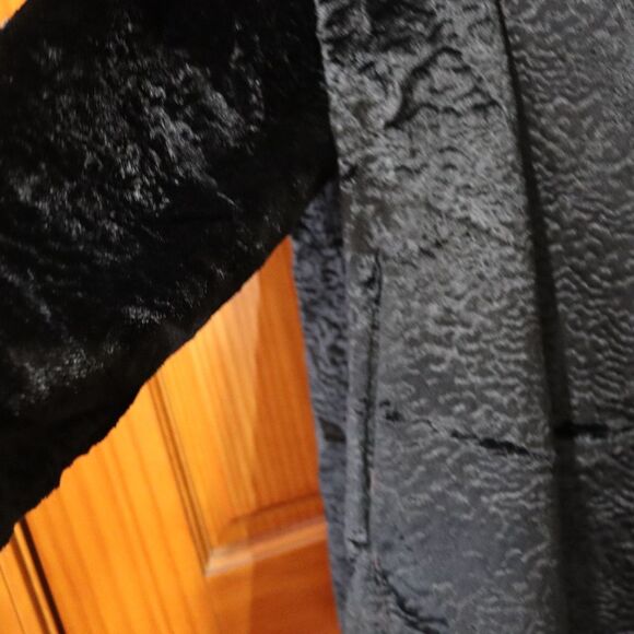 Vintage 50s 60s Black Velvet Swing Coat Textured Opera Evening Jacket XL - Picture 5 of 9